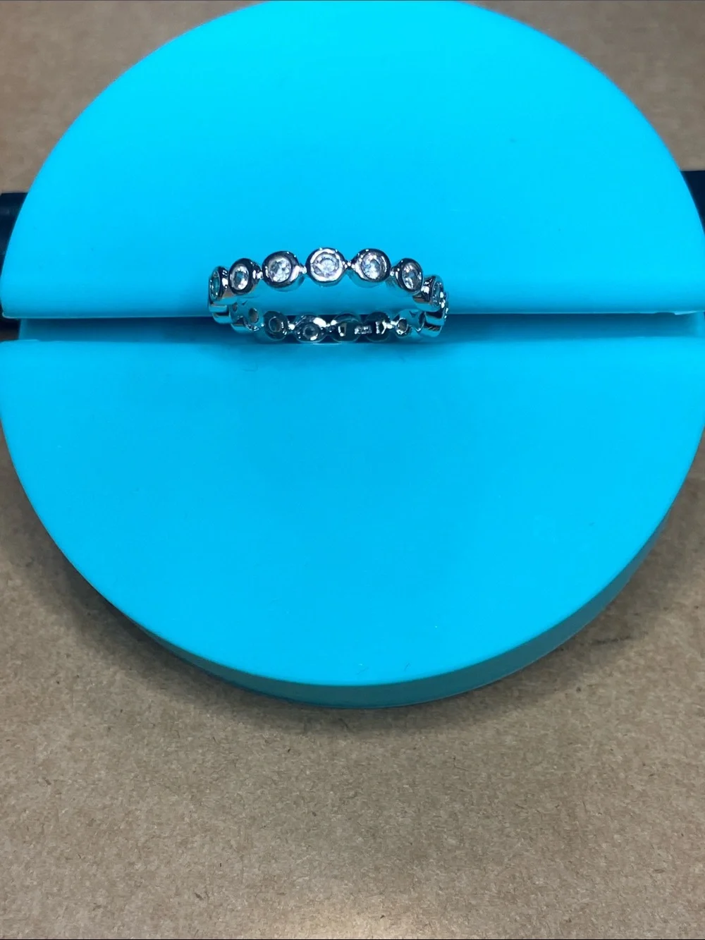 Sterling Silver Crystal Bezel-Set Eternity Band - size 7.5